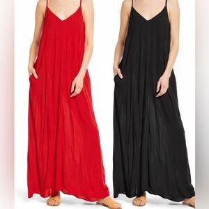 Treasure & Bond Flowy Pocket Maxi Dress Bundle Red & Black Size M EUC